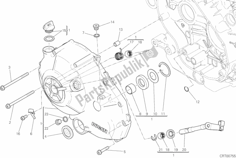 All parts for the Clutch Cover of the Ducati Monster 797 Thailand USA 2018